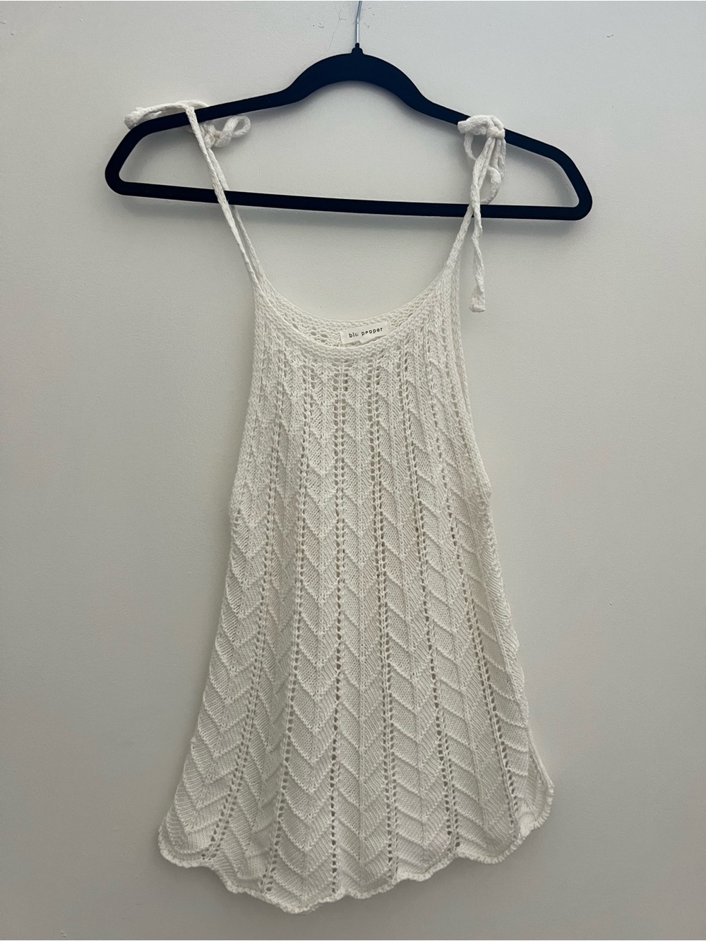 Blu Pepper White Crochet Tie-Shoulder Tank Top